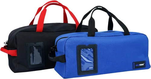 MELOTOUGH Bolsa de herramientas de lona resistente, kit combinado de 1 bolsa organizadora de herramientas mediana y 1 grande para electricista,