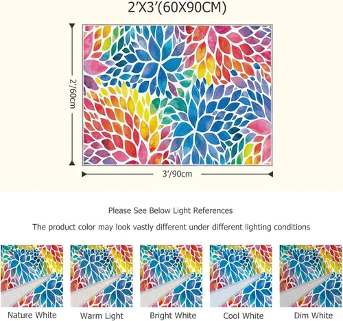 Miniatura 2 de Alfombra abstracta de arco iris pequeña de 2 x 3 pulgadas, alfombra de entrada colorida de dalia multicolor, tapete antideslizante y lavable a