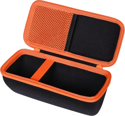 Miniatura 2 de co2CREA Funda rígida compatible con altavoz GPS Bushnell Golf Wingman View Estuche negro + cremallera naranja