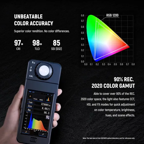 Miniatura 2 de NEEWER RGB1200 Panel de iluminación de vídeo LED RGB con control APP/2.4G, iluminación de fotografía de estudio de 60W 22000Lux@0.5m/1%