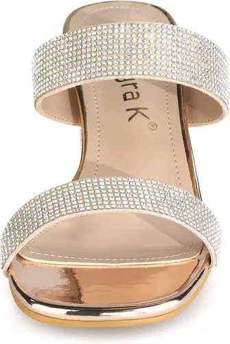 Miniatura 3 de Allegra K Sandalias de tacón grueso con diamantes de imitación para mujer, M