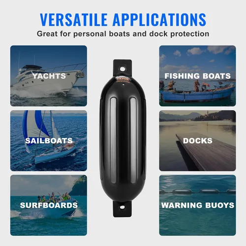 Miniatura 6 de VEVOR Boat Fenders, 5.5" x 20" Boat Bumpers for Docking, Inflatable Ribbed Fender with Center Holes, Marine Boat Dock Fender Bumper with Air Pump