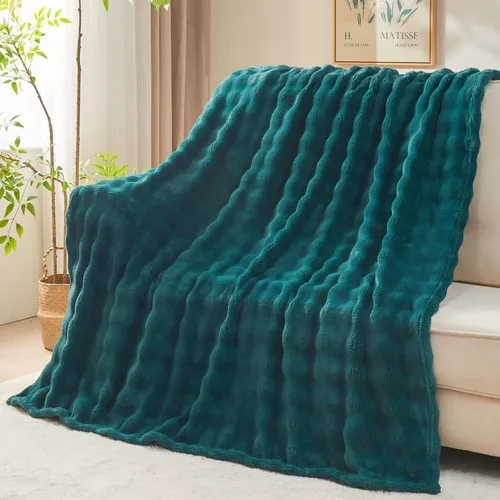 Miniatura 13 de NEWCOSPLAY Manta para Sofá Aqua Súper Suave de Franela Polar 3D Burbuja Ligera Manta de Cama para Uso en Todas las Estaciones (Aqua, Throw(50"x60"))