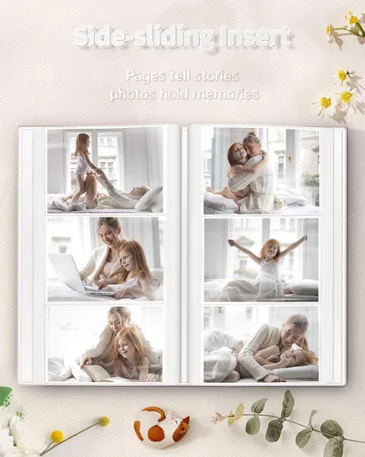 Miniatura 5 de Álbum de fotos Artfeel 4x6 con 300 bolsillos, álbumes de fotos deslizables, libro de recuerdos con cubierta de lino y ventana frontal, libro