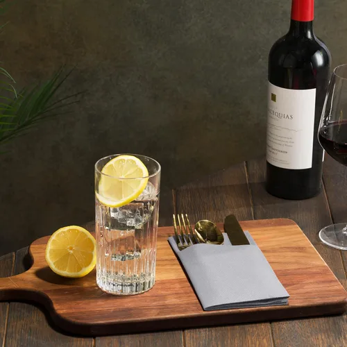 Miniatura 6 de Servilletas desechables de lino con bolsillo integrado para cubiertos, paquete de 50 servilletas de papel gris preplegadas como servilletas de papel