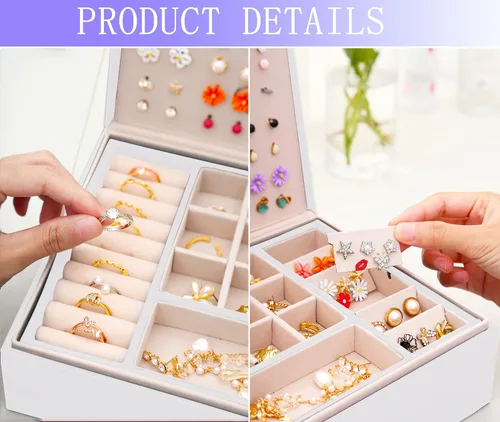 Miniatura 5 de Joyero para aretes para niñas, collares, anillos, caja organizadora de aretes para niñas, caja organizadora de aretes, caja organizadora de joyas