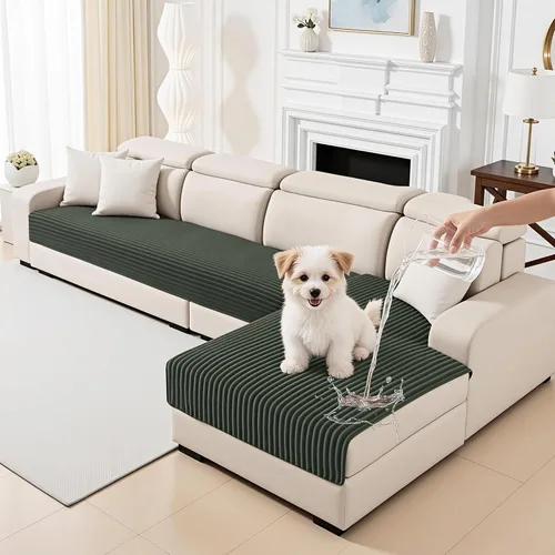 Miniatura 12 de MYSKY HOME Fundas de sofá para sofá seccional, funda de sofá en forma de L, fundas de sofá 100% impermeables para perros, funda de sofá modular