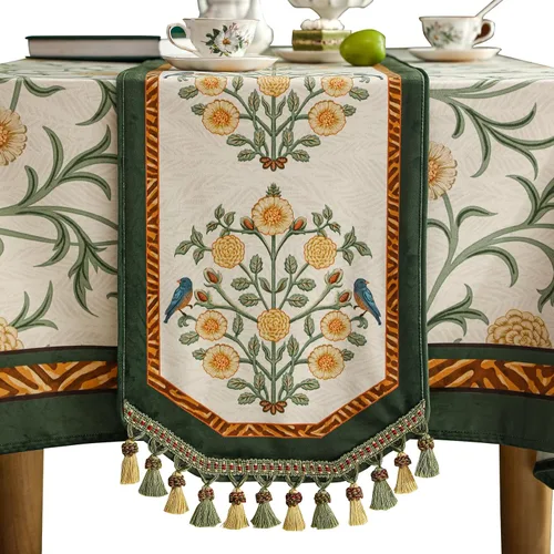 patdrea Camino de mesa de terciopelo francés estilo granja para decoración del hogar, cocina, comedor, fiestas, cenas familiares, boda 12"*63"