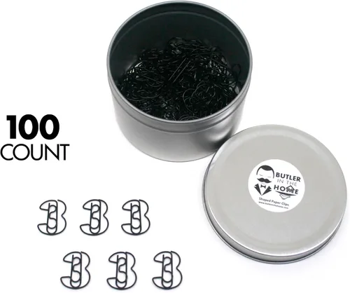 Miniatura 28 de Butler in the Home Elige tu letra favorita del alfabeto de la A a la Z o números del 0 al 9, 100 clips de papel de color negro para iniciales