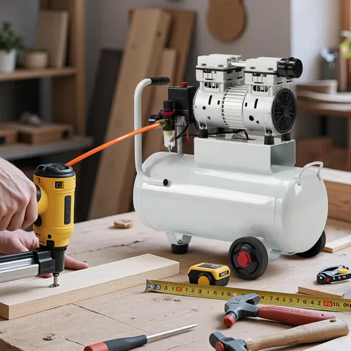 Miniatura 9 de Albott Compresor de aire de 8 galones con válvula de drenaje automática, tanque de compresor de aire sin aceite de 1.0 HP con ruedas, nivel de ruido
