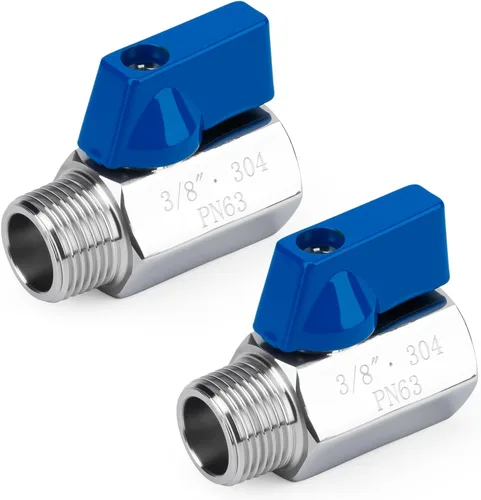 Miniatura 8 de Paquete de 2 mini válvulas de bola de 1/2 pulgada, control de flujo de agua de acero inoxidable 304 macho x hembra NPT roscadas válvulas de drenaje