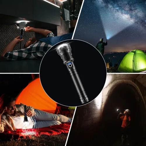 Miniatura 7 de Linternas recargables de alto lúmenes, linterna resistente recargable, linterna LED súper brillante con 5 modos, luz de flash potente ajustable
