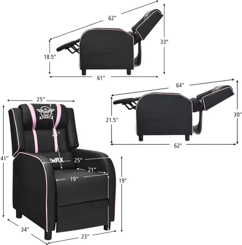 Miniatura 3 de POWERSTONE Silla reclinable para juegos, sillas reclinables para adultos, sofá ergonómico de cuero con reposapiés, soporte lumbar, reposacabezas