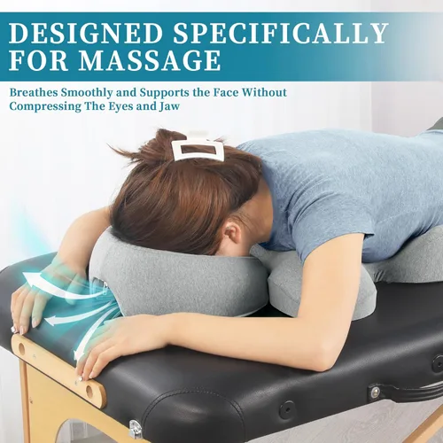 Miniatura 6 de BALAPET Juego de almohada de masaje y almohada de pecho, reposacabezas de masaje transpirable para cama con soporte de espuma viscoelástica, cojín