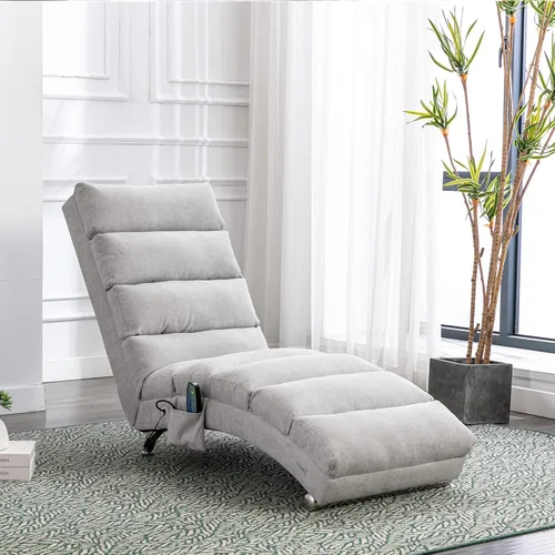 Miniatura 12 de Olela Tumbona de masaje de lino para interiores con control remoto, tumbona larga ergonómica para masaje eléctrico con 5 modos para oficina, sala