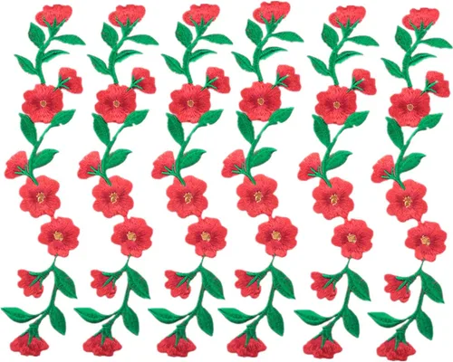 Miniatura 8 de MSCFTFB 6 parches bordados de flores de 9 1/2 pulgadas de largo, apliques para planchar para recortar ropa, zapatos, jeans, adornos de ropa (dorado)