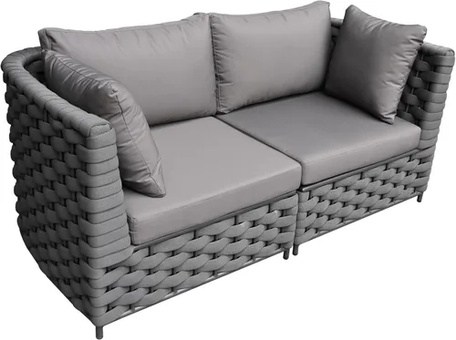 Miniatura 7 de TWT 3-Piece Woven Rope Patio Furniture Set, 2 Outdoor Armchairs with Soft Cushions + Round Aluminum Coffee Table, All-Weather Conversation Set for