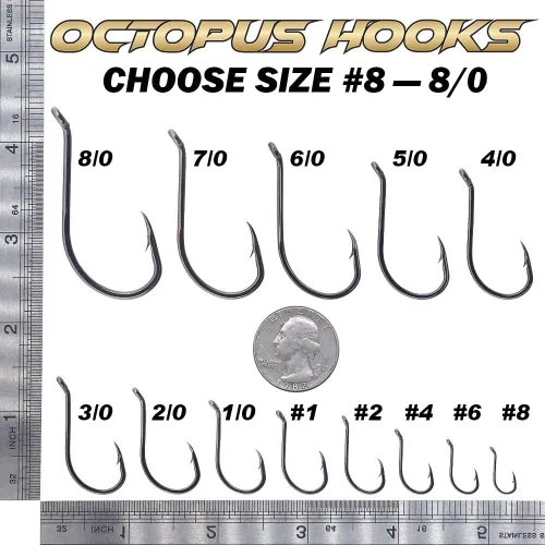 Miniatura 3 de Octopus-Hook-Fishing-Beak-Circle-Hooks-Set-Saltwater-Freshwater-Red-Black 150 Pack