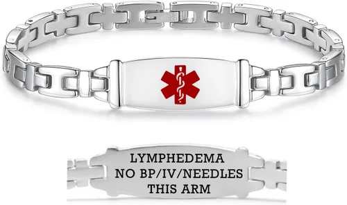 Miniatura 87 de LinnaLove Lady Medical Alert - Pulseras médicas de acero inoxidable para mujer, 7.5 pulgadas