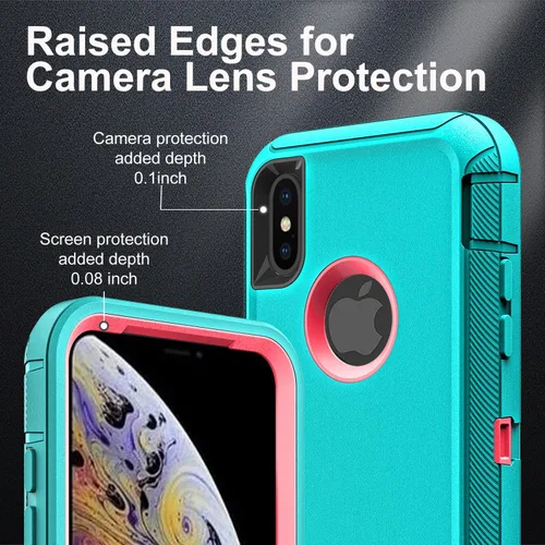Miniatura 3 de YKHJKLEC Funda para iPhone Xs Max, grado militar 3 en 1, resistente a los golpes, a prueba de caídas, polvo con 2 protectores de pantalla de vidrio