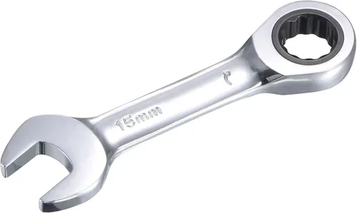 uxcell Llave combinada de trinquete rechoncha de 0.591 in métrica 72 dientes 12 herramientas terminadas en caja de puntos, CR-V