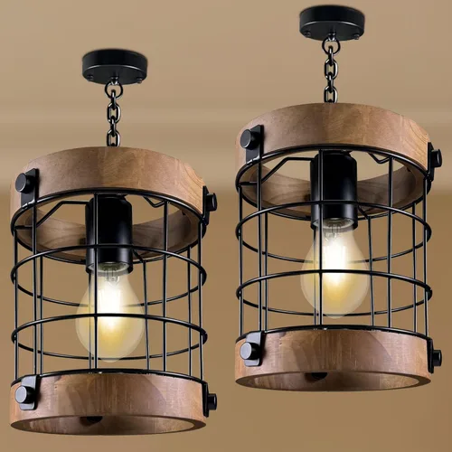 Miniatura 9 de Lámparas colgantes estilo granja, lámpara colgante rústica para cocina, lámparas estilo granja para sobre el fregadero y la entrada, E26, tubo