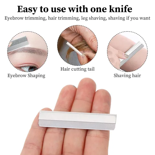 Miniatura 5 de 50 cuchillas de afeitar de un solo filo, repuestos de cuchillas de afeitar rectas de acero inoxidable, cuchillas de pelo facial para mujeres