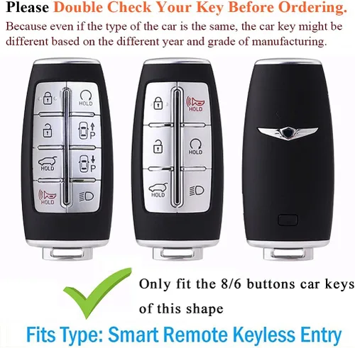 Miniatura 2 de SANRILY FLL Production - Funda de cuero para llavero Genesis GV80 2021 2022 G80 GV70 G90 G70 sin llave 4/6/8 botones con llavero negro