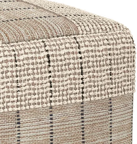 Miniatura 9 de SIMPLIHOME Elmer Puf cuadrado – 18 pulgadas de ancho tejido a mano yute y algodón otomano en color natural y gris, reposapiés contemporáneo