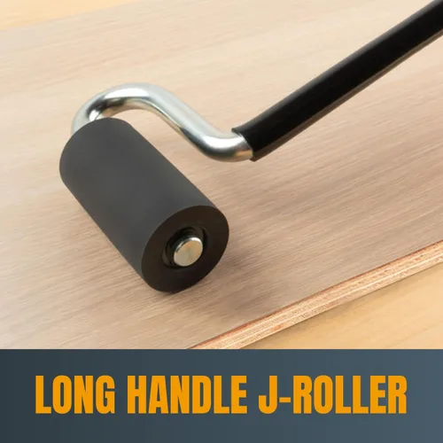 Miniatura 6 de POWERTEC Rodillo J de mango largo de 12", diámetro de 1-1/2", 3" de ancho, herramienta de rodillo de goma para laminado y chapa para bandas