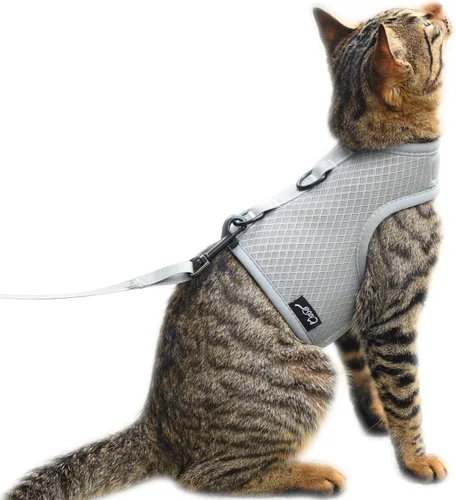 Miniatura 23 de Arnés de gato con correa, ajustable para gatos, chaleco acolchado para gatos, Black Plaid