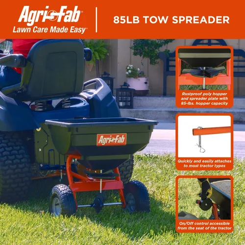Miniatura 9 de Agri-Fab 45-0530-131, 85 lb. Esparcidor de transmisión de remolque, negro/naranja