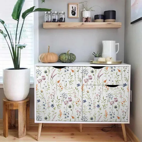 Miniatura 4 de MuralPeel Flores Silvestres Blancas Papel Pintado Floral de Plantas Botánicas de Despegar y Pegar Autoadhesivo Extraíble Fácil de Despegar y Pegar