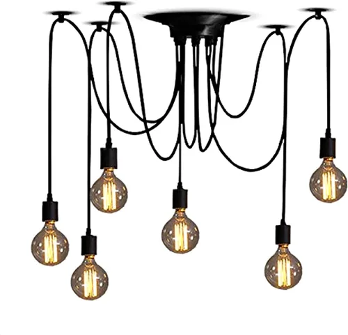 Miniatura 10 de Lámpara de araña colgante de araña, lámpara Edison de 14 brazos, vintage, industrial, steampunk, techo colgante multi DIY