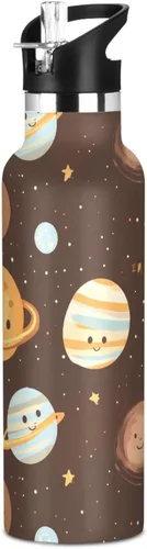 Miniatura 25 de Botella de agua aislada con popote Kawaii Lion White de doble pared aislada al vacío ligera para deportes, gimnasio, viajes al aire libre, escuela 01