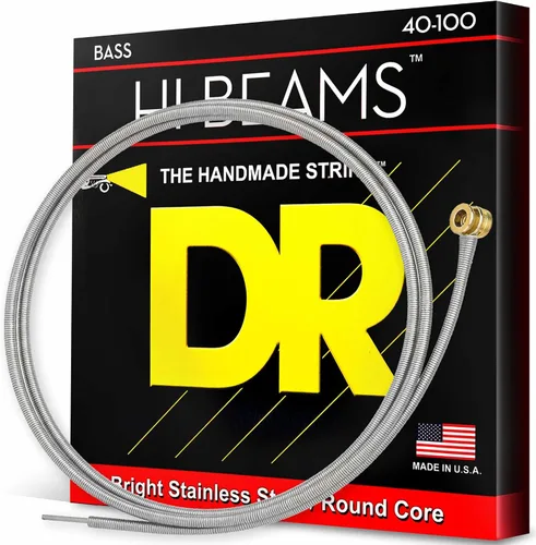Miniatura 11 de DR Strings - Hi-Beams - Juego de cuerdas para bajo de 4 cuerdas - Mediano 45-105 - Núcleo redondo de acero inoxidable - Accesorios para bajo (MR-45)