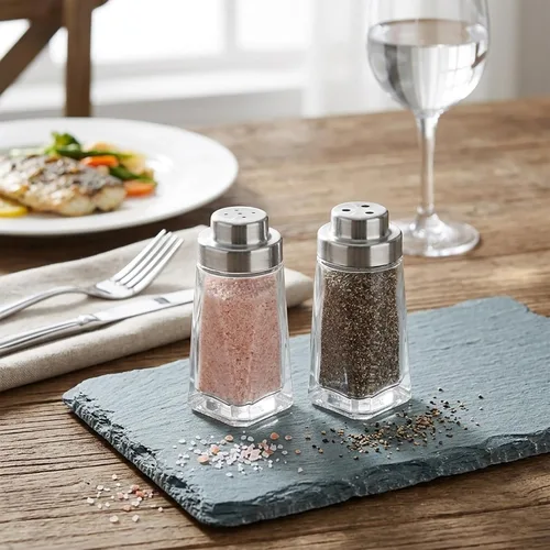 Miniatura 6 de Aelga Juego de saleros y pimenteros de cristal, pimentero con tapa de agujero grande y pequeño, elegante decoración de cocina de granja (2 unidades)