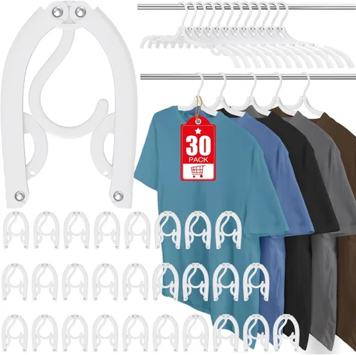 Miniatura 14 de 30 piezas de perchas de viaje, organizador de perchas plegables portátiles para viajes, bastidor de secado de ropa de plástico, elementos esenciales