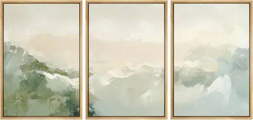 Miniatura 38 de SIGNWIN Lienzo enmarcado para pared, juego de arte abstracto de serenidad costera, ilustraciones abstractas junto al mar, arte moderno, decorativo
