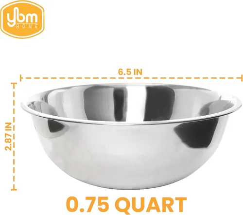 Miniatura 2 de YBM HOME Tazón de Acero Inoxidable para Mezclar – Tazón de Metal Premium con Acabado Espejo Pulido Anidable para Cocinar y Servir, Apilable
