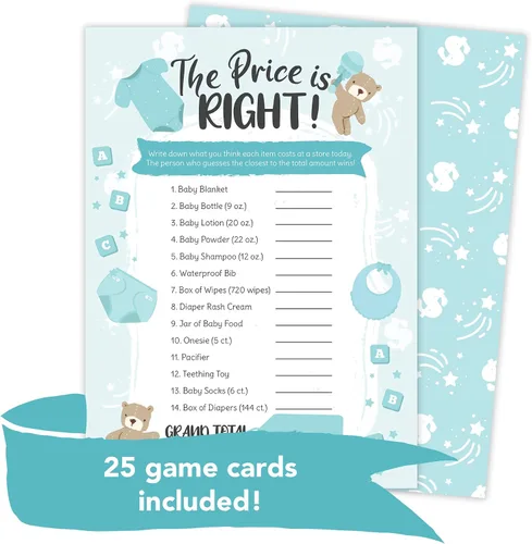 Miniatura 3 de Desert Cactus Price is Right - Juego de baby shower – Juego de adivinanzas para niños y niñas, invitación de revelación de género neutro (25 ct Boy)