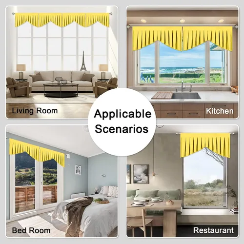 Miniatura 4 de Cenefas para Sala de Estar Amarillo Brillante Opacas con Bolsillo para Barra Cenefas para Ventanas, Paquete de 1 (Amarillo Brillante 39" An x 20" L)