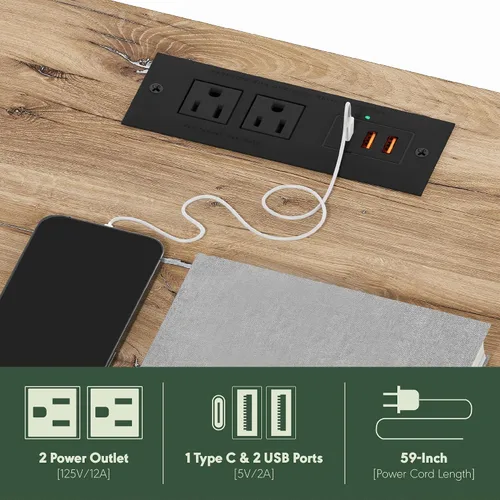 Miniatura 4 de Furinno Just Mesa auxiliar de 3 niveles con puerto de carga USB y tipo C con almacenamiento abierto, 11.42 pulgadas de ancho x 8.82 pulgadas de alto