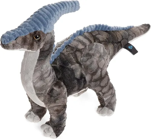 AULUDA Peluche de dinosaurio, 16" Parasaurolophus, animal de peluche blando, almohada de felpa para abrazar, cojín suave gris esponjoso - Regalo