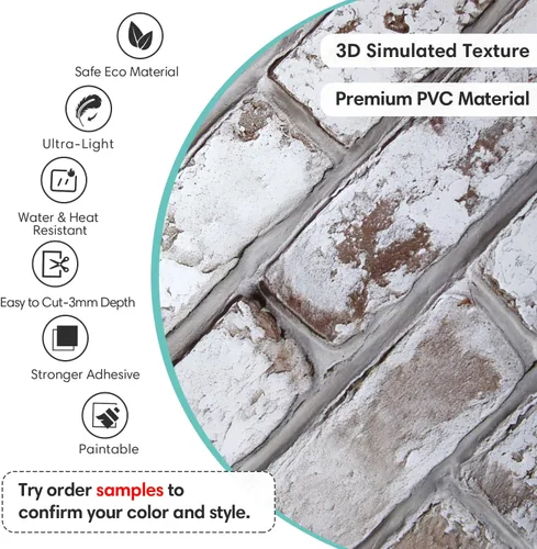 Miniatura 4 de Commomy Paneles de pared 3D de ladrillo sintético, 12 piezas de 22.8 x 11.8 pulgadas, azulejos finos y adhesivos de PVC UrltraLight para cocina