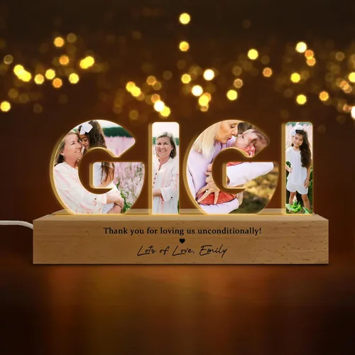 Miniatura 11 de Luz nocturna LED personalizada con collage de fotos, foto personalizada con cualquier cita y nombre, Navidad, amistad, regalos de cumpleaños