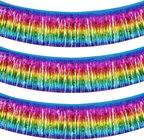 BEISHIDA 3 Paquetes de Guirnalda de Flecos de Lámina Metálica Arcoíris Oscuro para Colgar en la Pared, Banderas de Oropiel para Halloween, Flotas de
