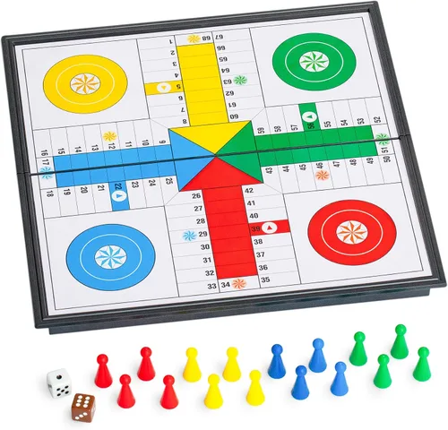 Miniatura 3 de Ludo - Juego de mesa plegable magnético para viajes, 9.75 pulgadas