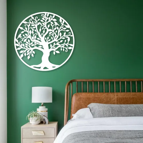 Miniatura 6 de Fayholy Árbol de la vida arte de pared de metal, decoración de pared de árbol de metal, camisetas circulares para sala de estar, dormitorio