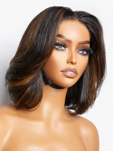 Miniatura 12 de Luvme Hair - Peluca Bob de encaje frontal con bordes rizados 4C, 10 pulgadas, cabello humano lacio tipo afro, sin pegamento, con separación profunda